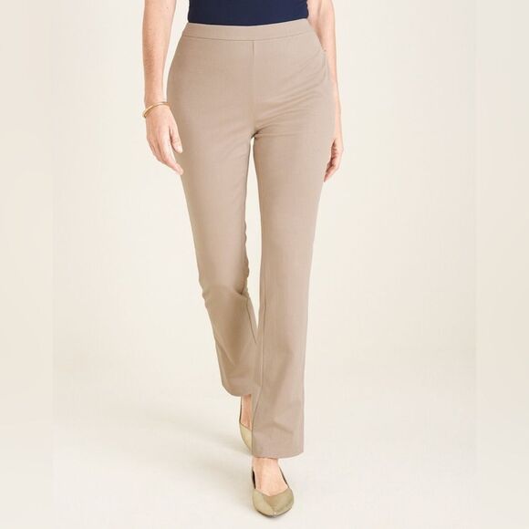 Chico's Tan Straight Leg Pants High-Rise Tailored Fit - Picture 1 of 6